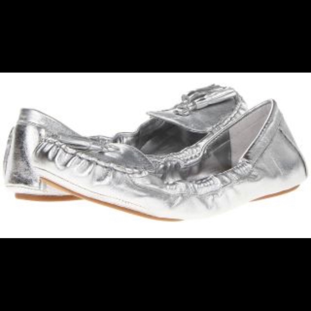 Trenti Silver leather tassel loafers